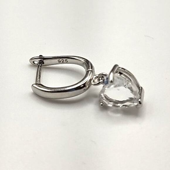 925 Silver Necklace Ring & Earring Set White CZ Diamond Heart Stones Valentines - Picture 3 of 10